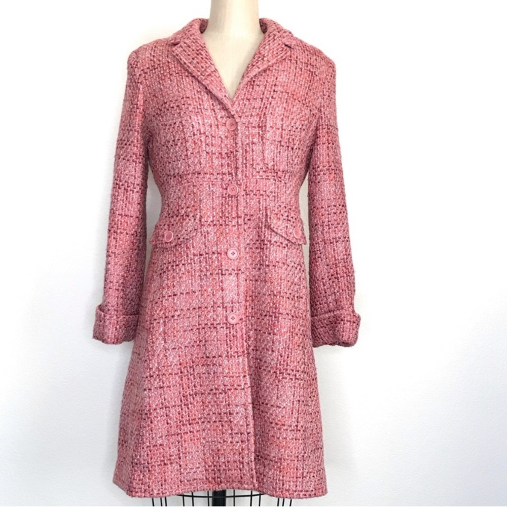 BCBG MaxAzria Pink and red tweed coat